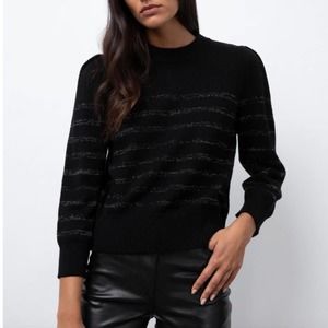 Rails Allegra Stripe Black Metallic Sweater XS